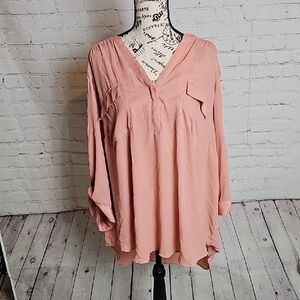 Torrid Blush Pink V-Neck Blouse